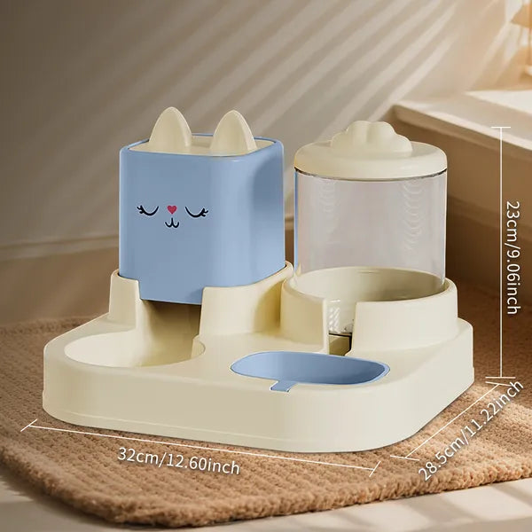 Smart Pet Feeding Station with Water Fountain & Food Dispenser Combo