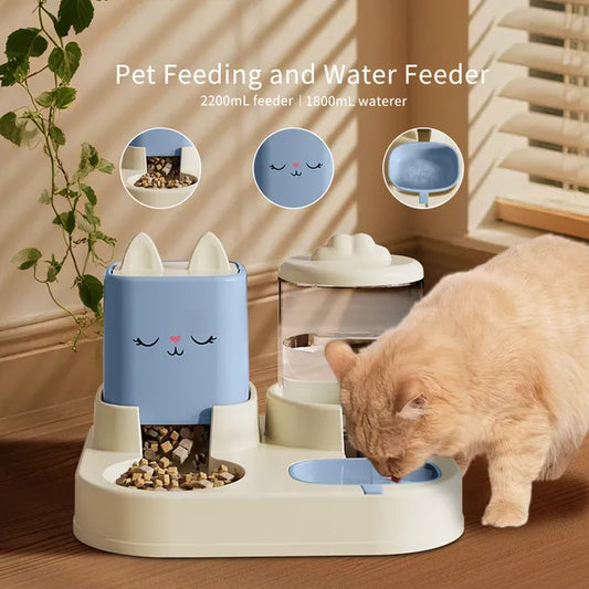 Smart Pet Feeding Station with Water Fountain & Food Dispenser Combo