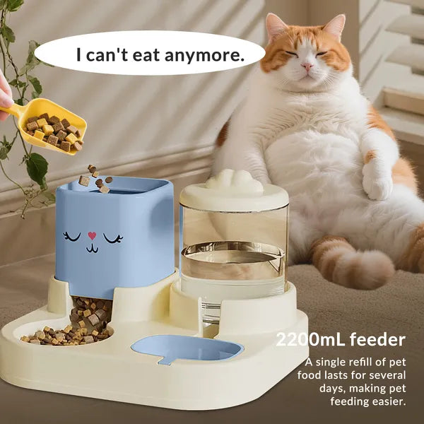 Smart Pet Feeding Station with Water Fountain & Food Dispenser Combo