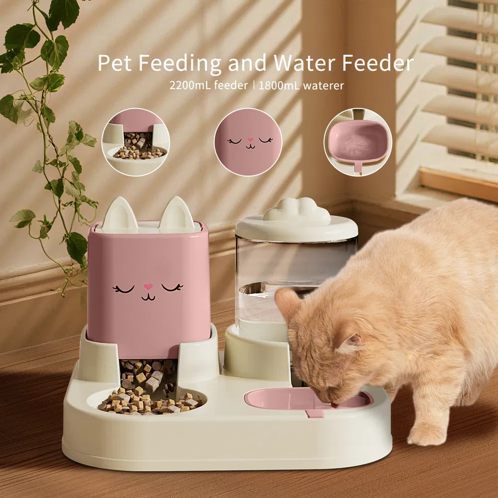 Smart Pet Feeding Station with Water Fountain & Food Dispenser Combo