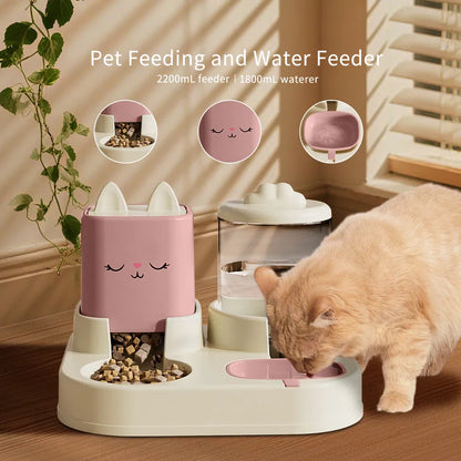 Smart Pet Feeding Station with Water Fountain & Food Dispenser Combo