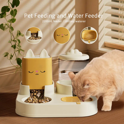 Smart Pet Feeding Station with Water Fountain & Food Dispenser Combo