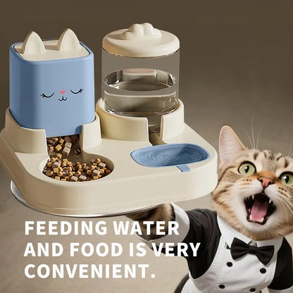 Smart Pet Feeding Station with Water Fountain & Food Dispenser Combo